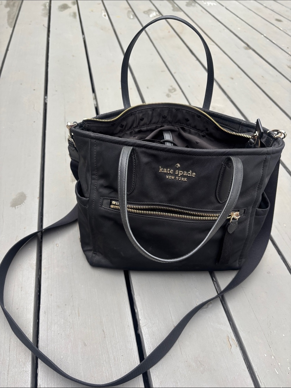 kate spade Black Nylon Shoulder Tote with Crossbody Strap
